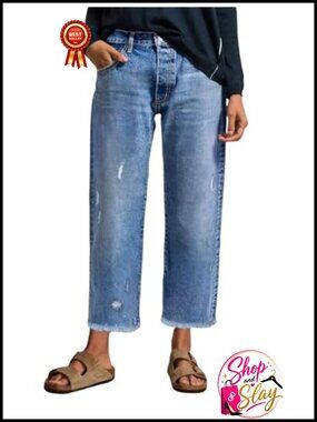 EVALESS Stretchy Distressed Denim Ankle Jeans for Women